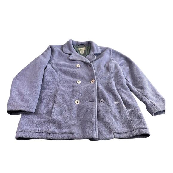 LL BEAN Vintage Women's Button Front Blend Fleece Like Jacket Coat Sz. L Purple - Picture 1 of 9
